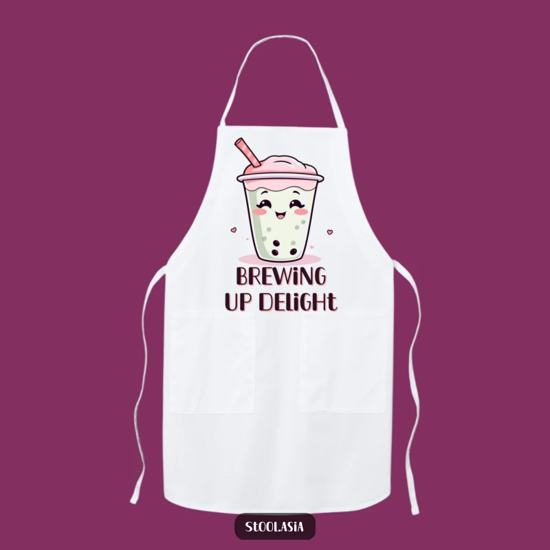 Funny Boba Tea Apron - Wiggling Cup Kitchen Wear, Hilarious Cartoon Chef Gift