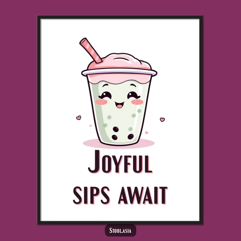 Funny Boba Tea Digital Art - Wiggling Cup Download, Hilarious Cartoon Print Gift
