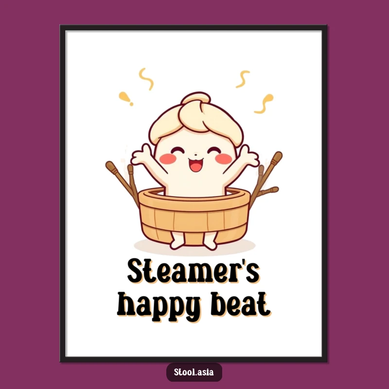 Funny Dim Sum Digital Art Print - Instant Cheerful Foodie Decor Download
