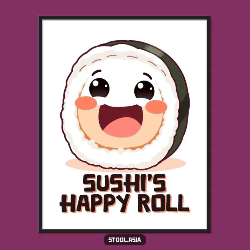 Funny Sushi Roll Digital Art: Instant Download for Enthusiastic Decor