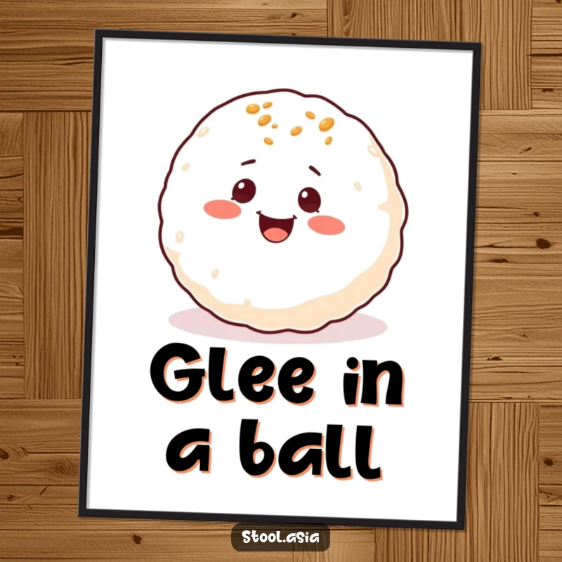 Funny Takoyaki Digital Art: A delighted takoyaki ball with eyes rolling around gleefully, full of cheerful energy.