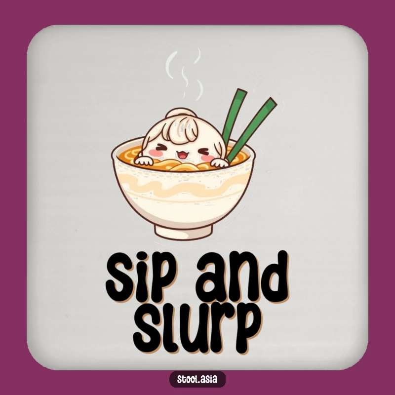 Funny Noodle Bowl Drink Coasters - Cute Foodie Tableware Set