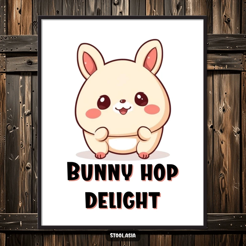 Funny bao bun poster featuring a happy bun mid-bounce with cheerful eyes, delightful food-themed art.