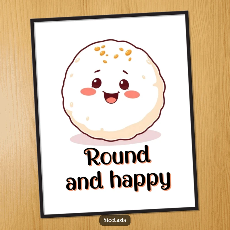 Funny Takoyaki Poster: A delighted takoyaki ball with small eyes rolling around with infectious glee.