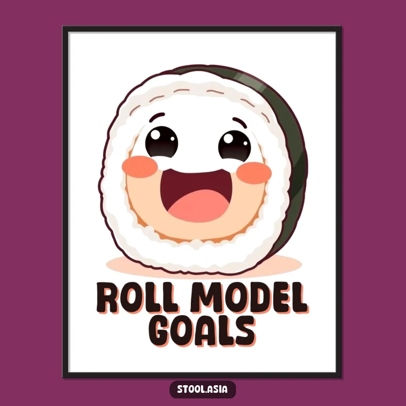 Funny Sushi Roll Poster: Joyful Wall Art for Sushi Enthusiasts