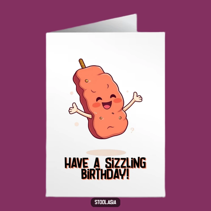 Funny Free Printable Birthday Card: Grilled Meat Skewer, Humorous Downloadable Gift