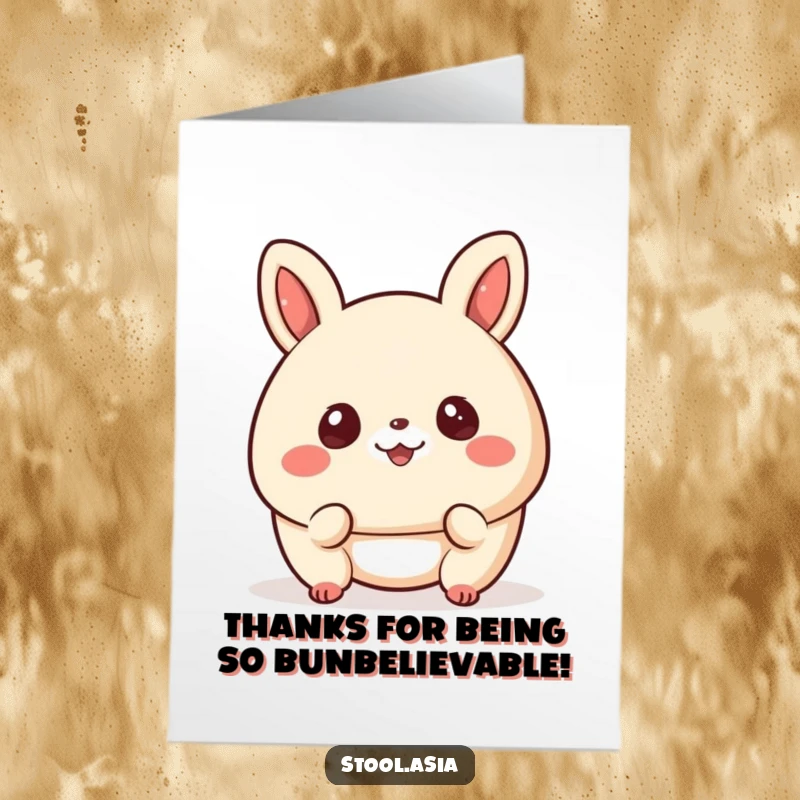 Funny Free Printable Thank You Card, a happy bao bun bouncing playfully with a small smile, expressing gratitude.