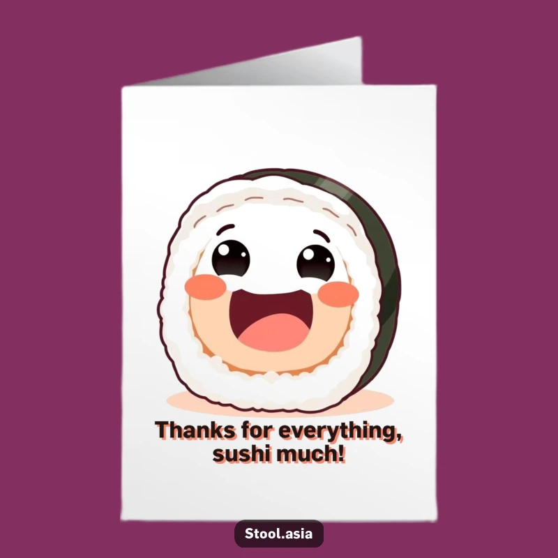 Free Printable Thank You Card: Rolling Sushi Gratitude - Funny Downloadable Appreciation Gift