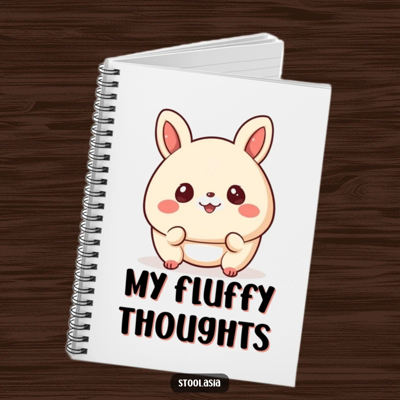 Funny bao bun notebook with a happy, bouncing bun with cheerful eyes, ideal for notes and dreams.