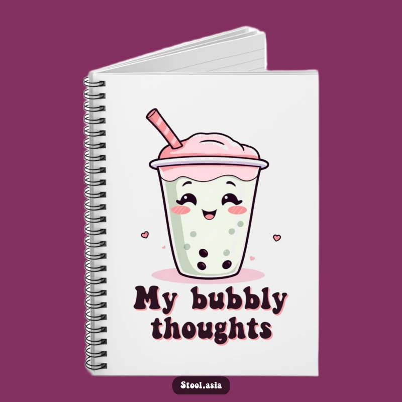 Funny Boba Tea Notebook - Wiggling Cup Journal, Hilarious Cartoon Stationery Gift