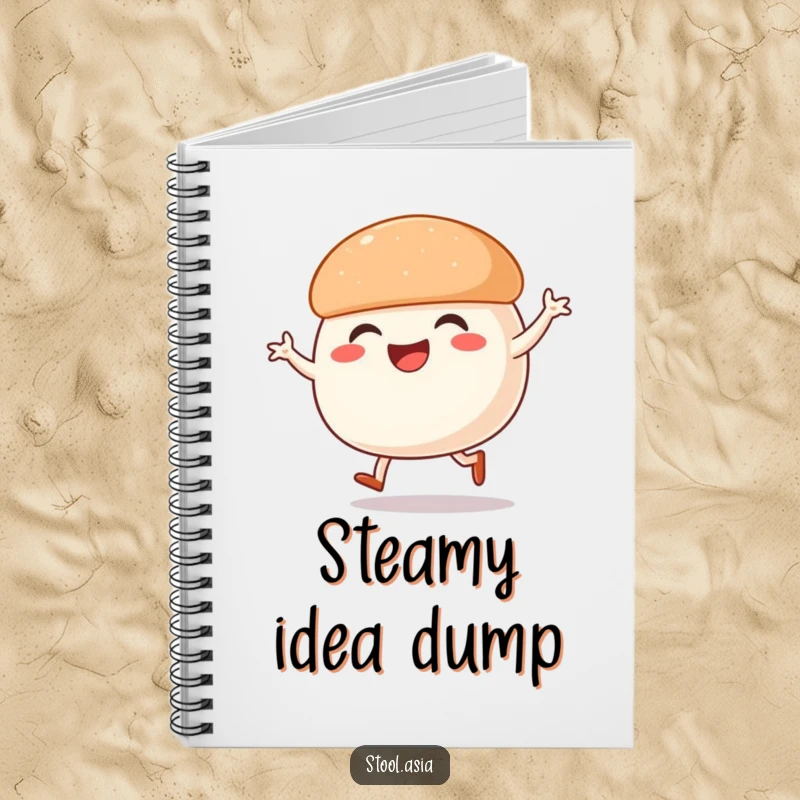Funny Steamed Bun Notebook: A smiling steamed bun with legs mid-dance, inspiring lively thoughts and ideas.